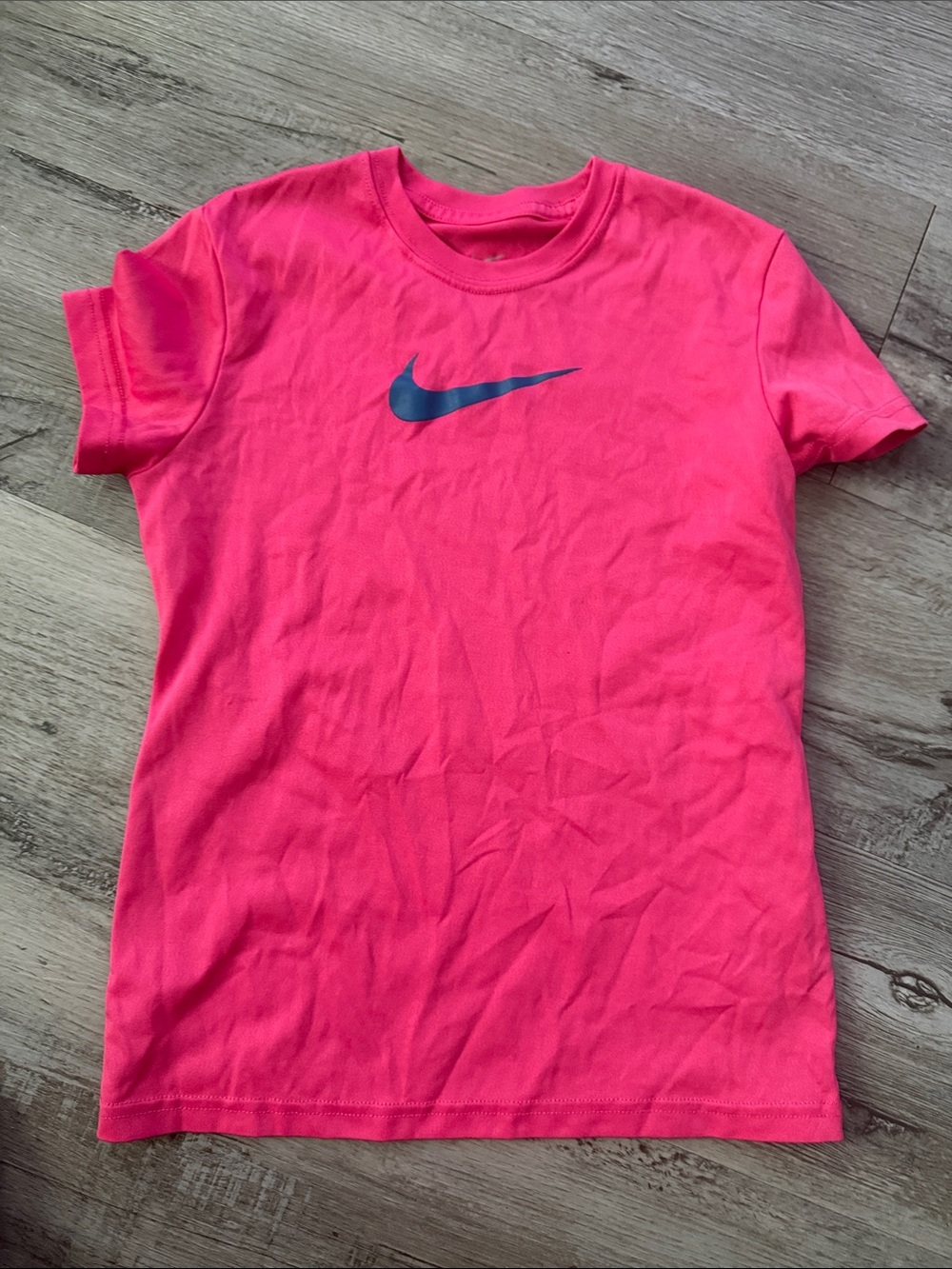 Nike Kids Bright Pink Short-Sleeve Tee with Navy Swoosh